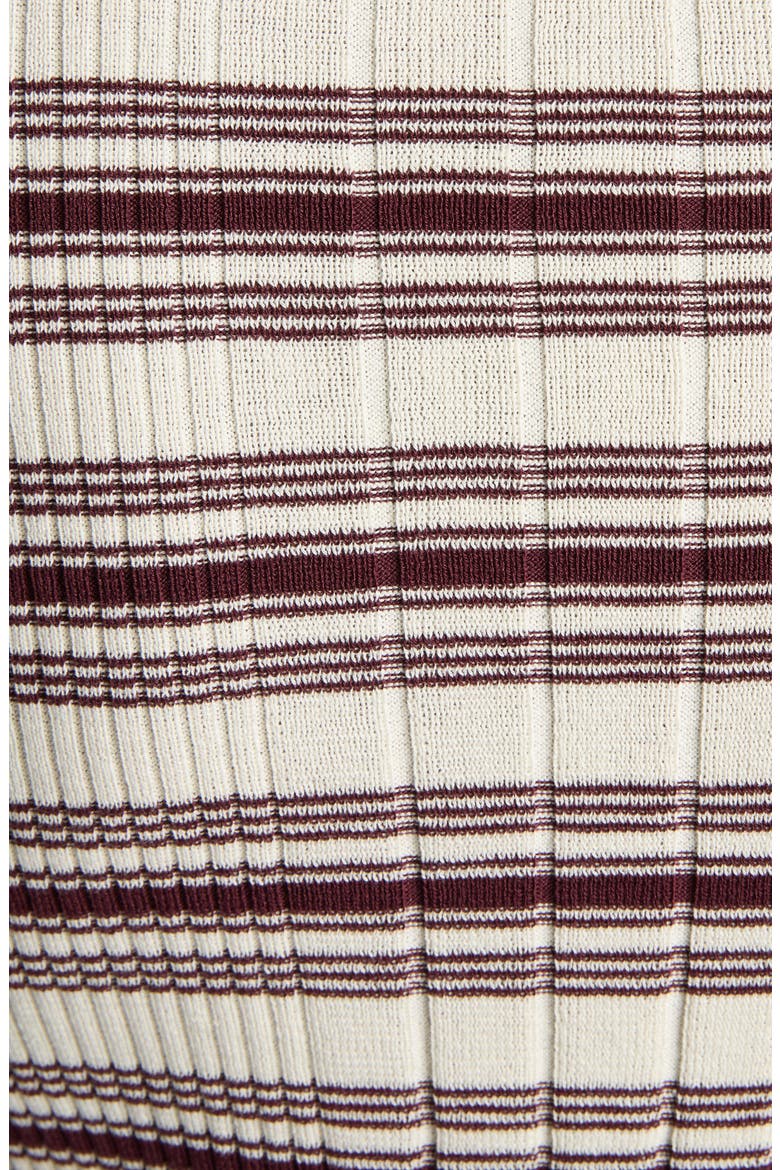 Stripe Fitted Rib Cotton Cardigan, Alternate, color, WHITE/ BEIGE
