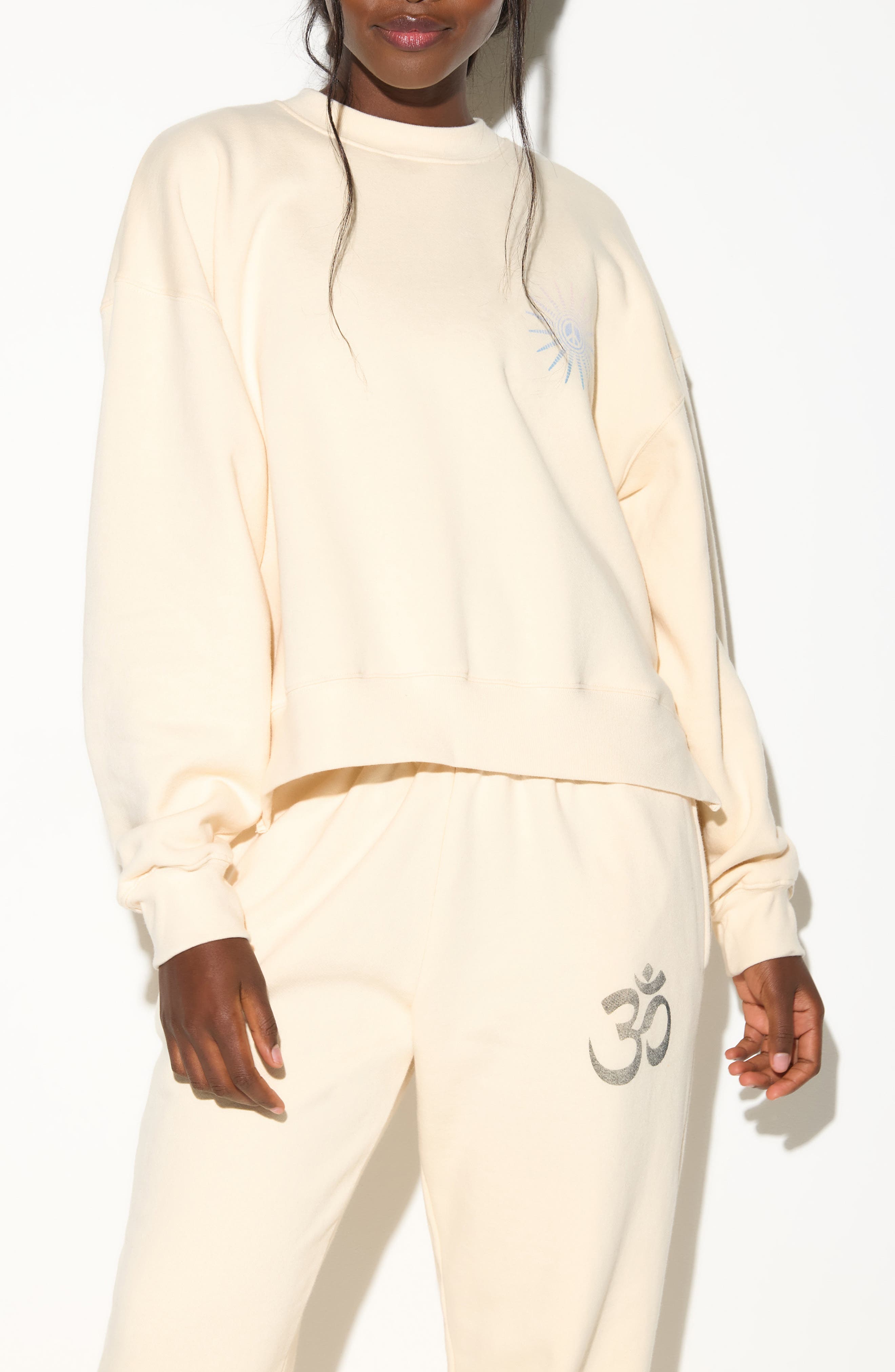 Spiritual Gangster Emit Peace Bex High-low Sweatshirt In Neutral