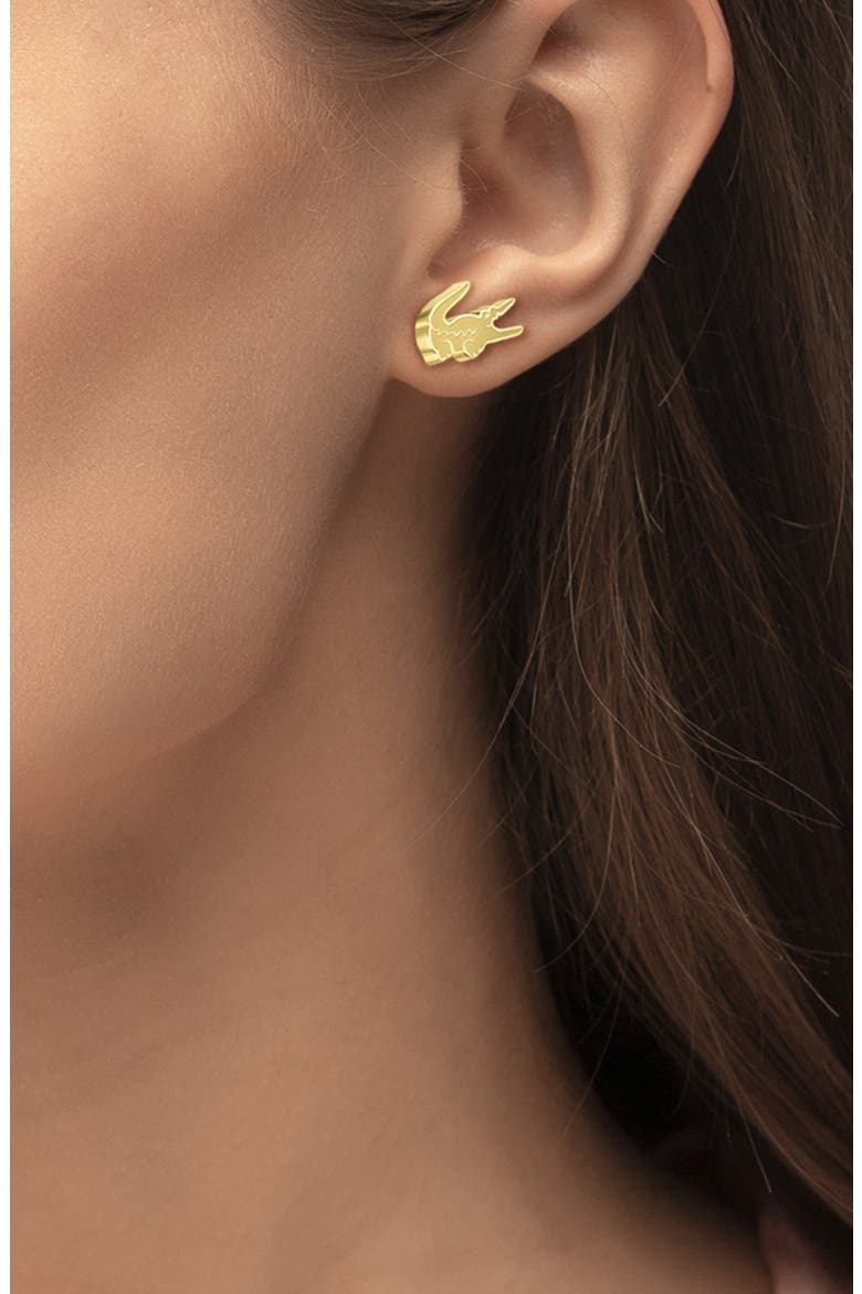 Crocodile Stud Earrings, Alternate, color, GOLD