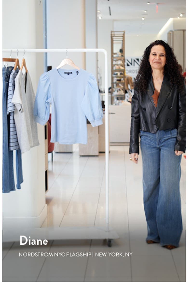 Coralee Puff Shoulder Rib & Stretch Poplin Top video