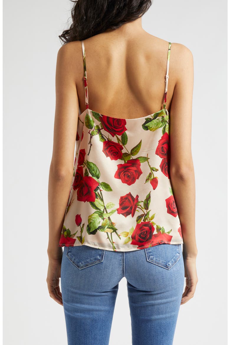 Jane Rose Print Silk Camisole, Alternate, color, SANDRED R