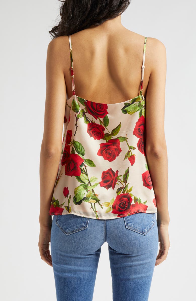 L'AGENCE Jane Rose Print Silk Camisole, Alternate, color, Sandred R