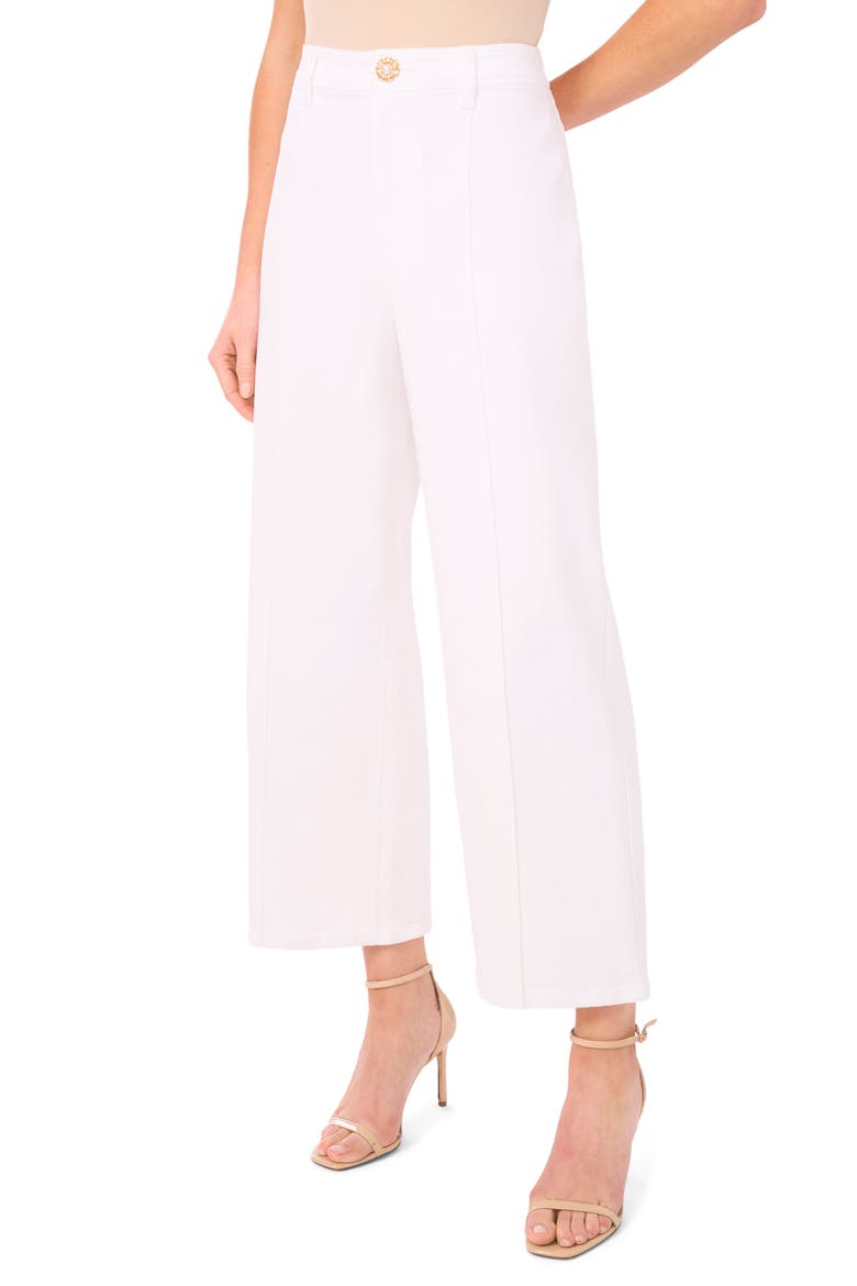 Flower Pintuck Wide Leg Jeans, Main, color, ULTRA WHITE