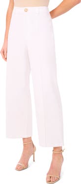 CeCe Flower Pintuck Wide Leg Jeans