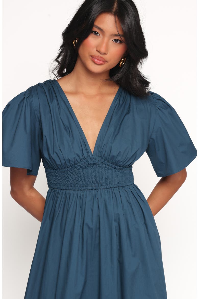 Tessa Smocked Ruffle Hem Maxi Dress, Alternate, color, BLUE