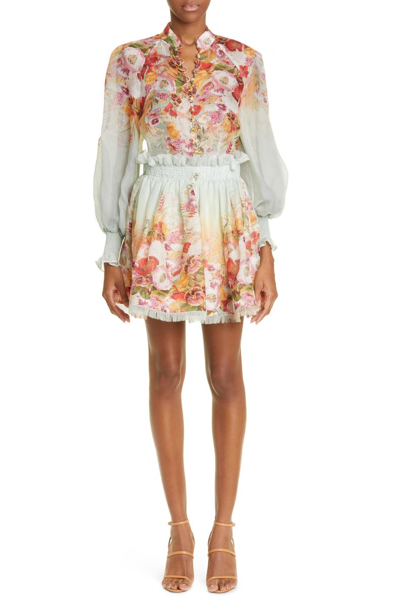 Zimmermann Wonderland Floral Long Sleeve Silk & Linen Blouse, Alternate, color, 