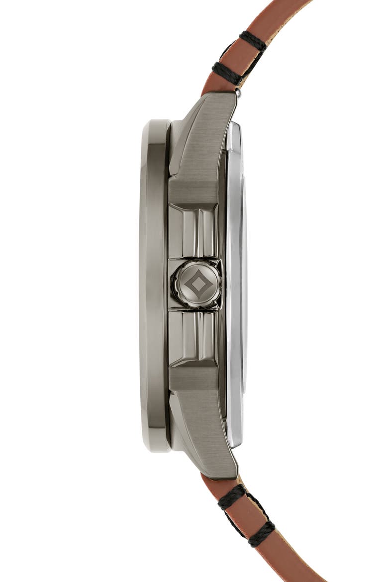 Frank Lloyd Wright Collection Kalil House Usonian Automatic Leather Strap Watch, 39mm, Alternate, color, BROWN