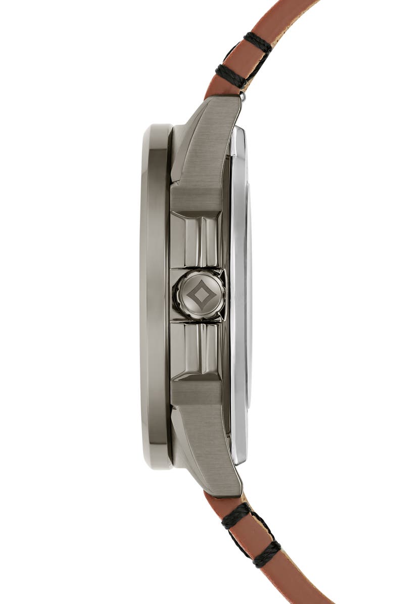 BULOVA Frank Lloyd Wright Collection Kalil House Usonian Automatic Leather Strap Watch, 39mm, Alternate, color, Brown