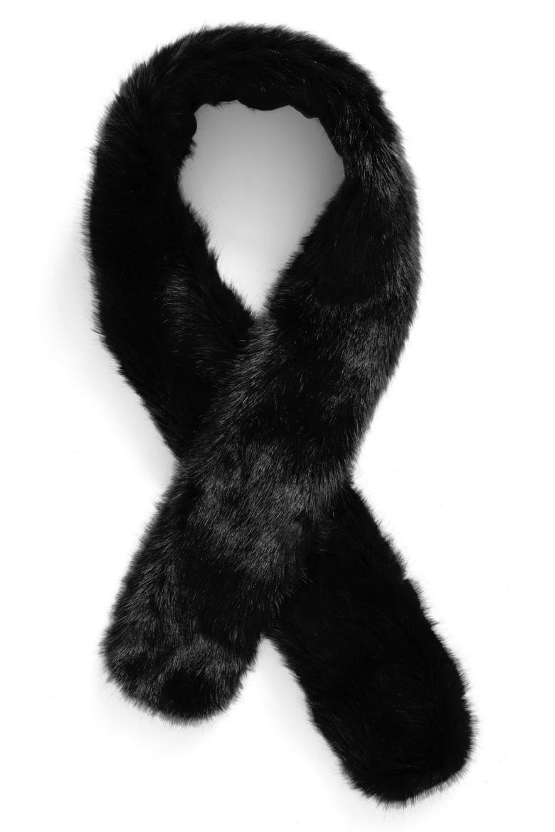 Faux Fur Stole, Main, color, BLACK