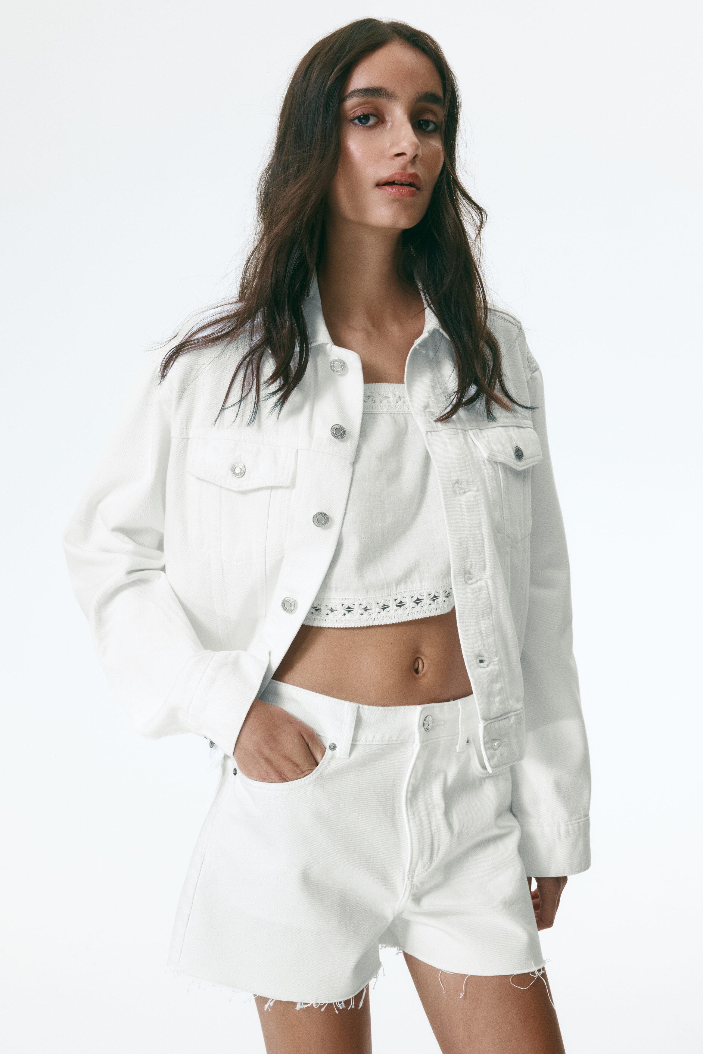Raw-edge Denim Shorts - image 2