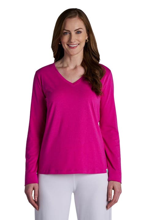 Women's Morada V-Neck Long Sleeve T-Shirt, UPF 50+ Sun Protection