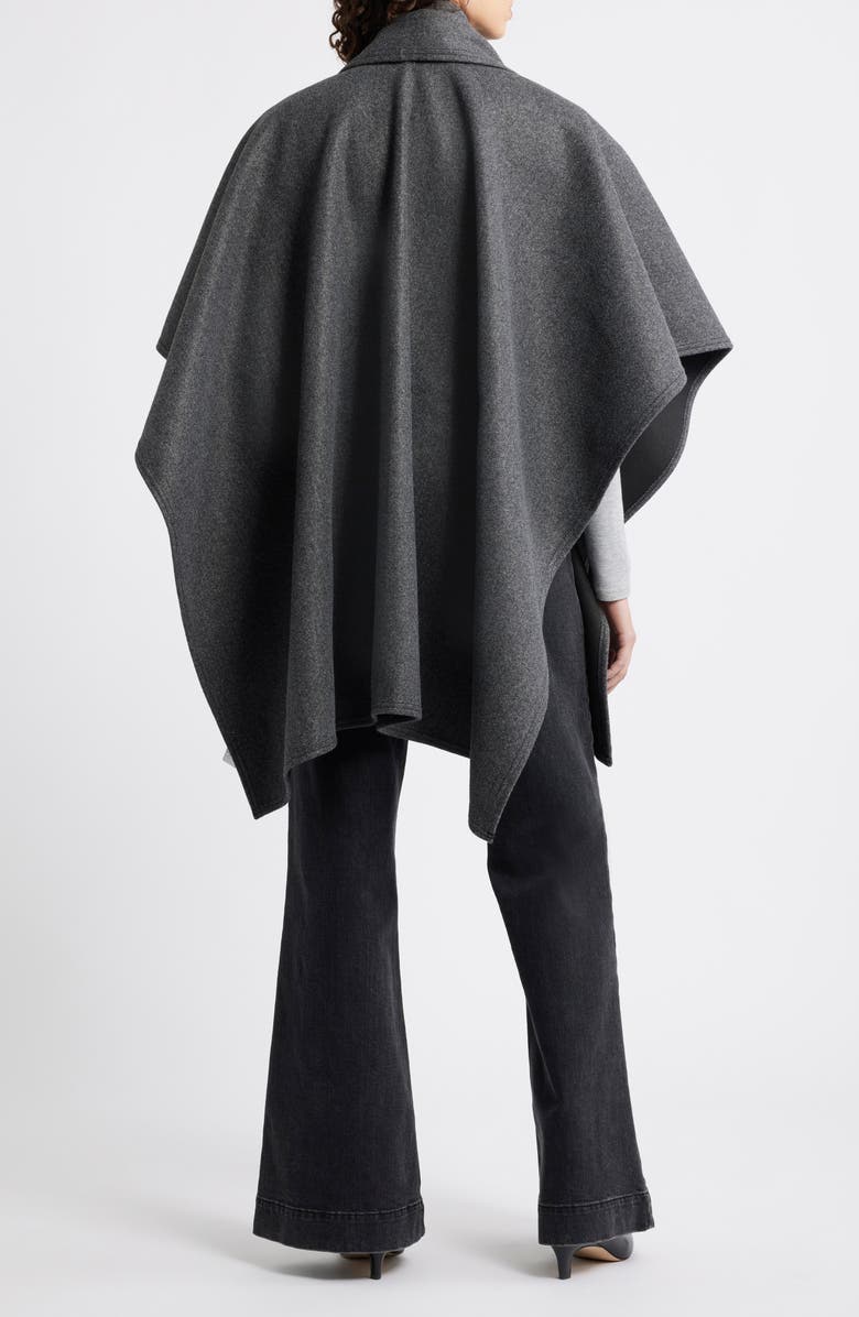 Nordstrom Doubleface Ruana with Attached Scarf, Alternate, color, Charcoal Grey- Black