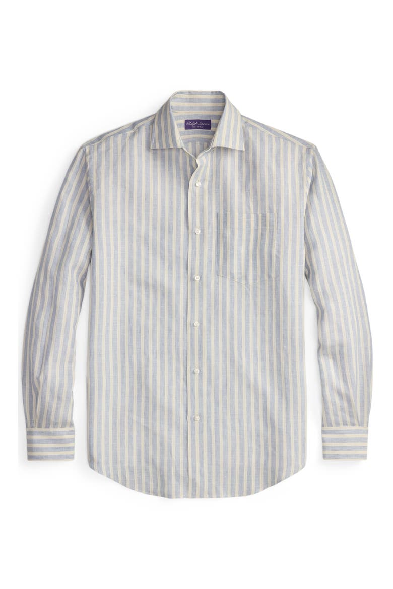 Striped Linen-Cotton Shirt, Alternate, color, LIGHT BLUE
