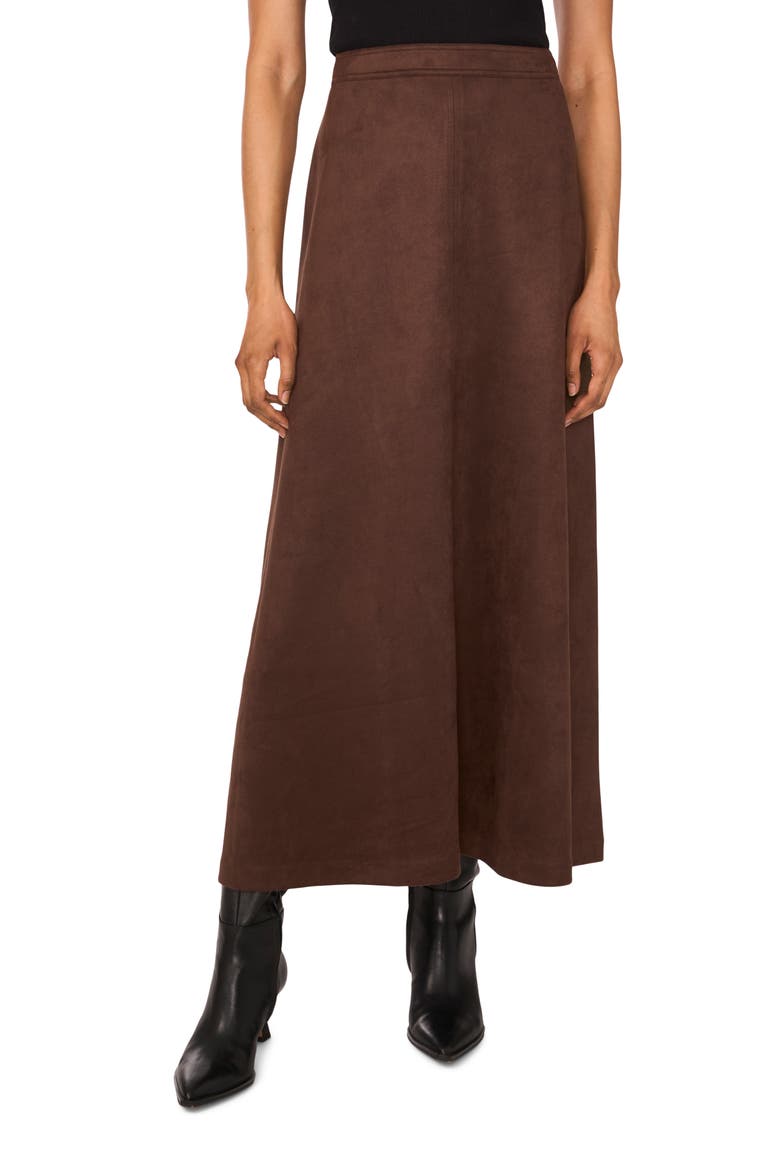 Faux Suede A-Line Maxi Skirt, Main, color, ESPRESSO