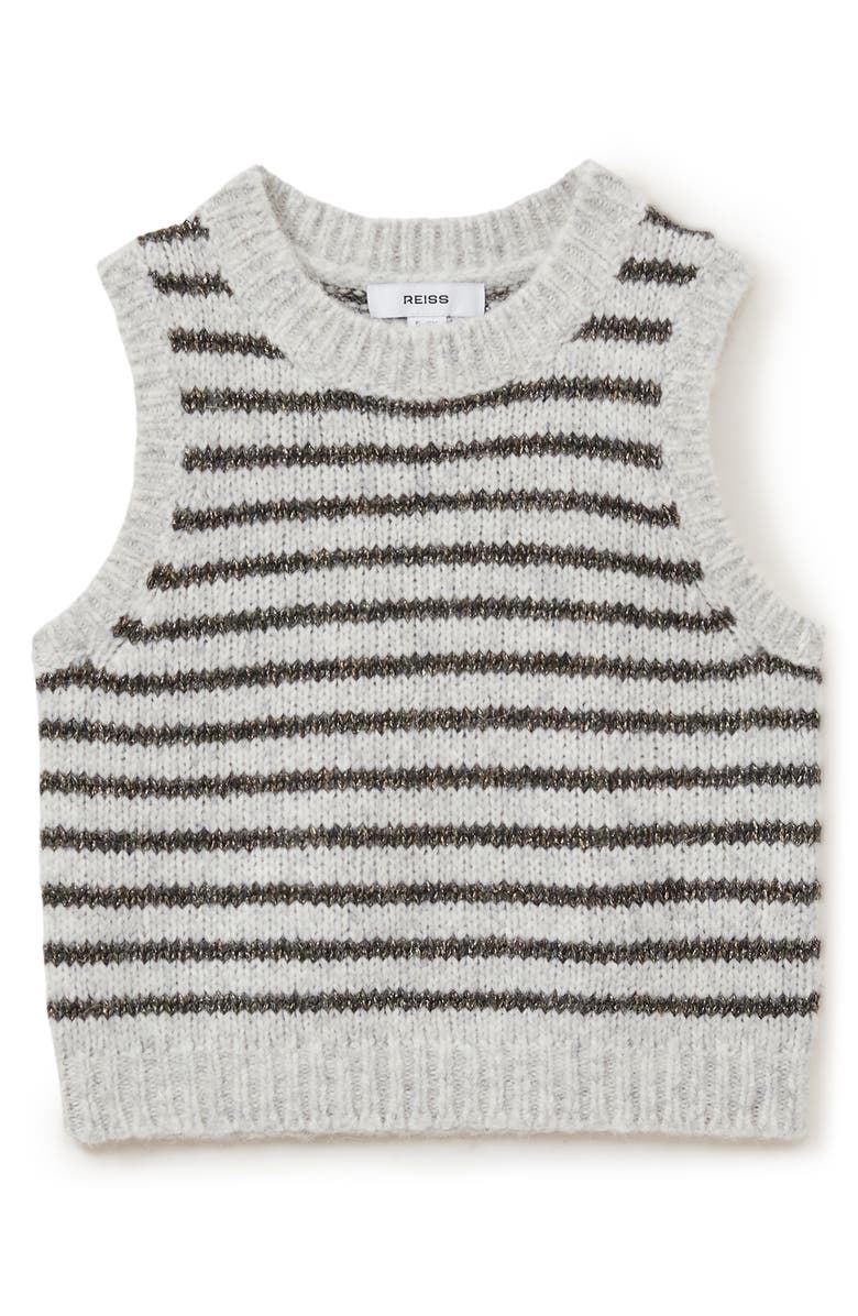 Reiss Kids' Metallic Stripe Sweater Vest, Main, color, Grey