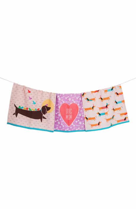 Tiramisu Set of Three Whimsical Dachshund Towels