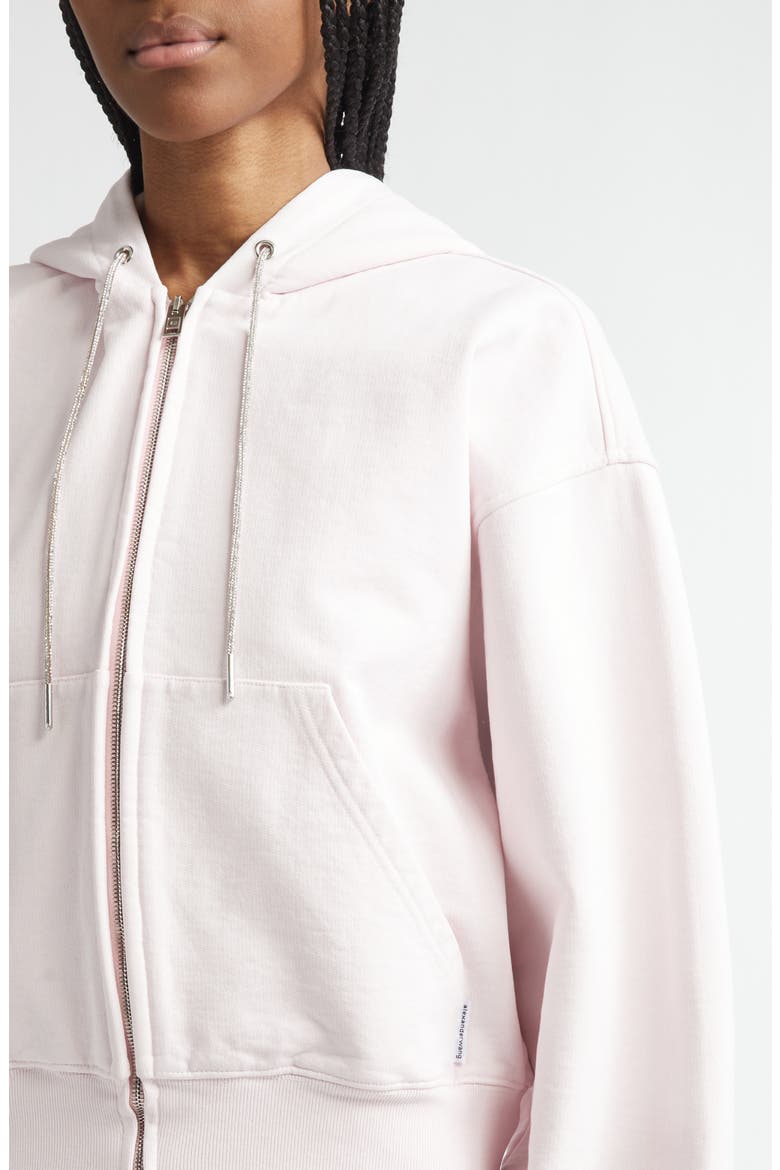 Rhinestone Drawstring Zip Hoodie, Alternate, color, LIGHT PINK