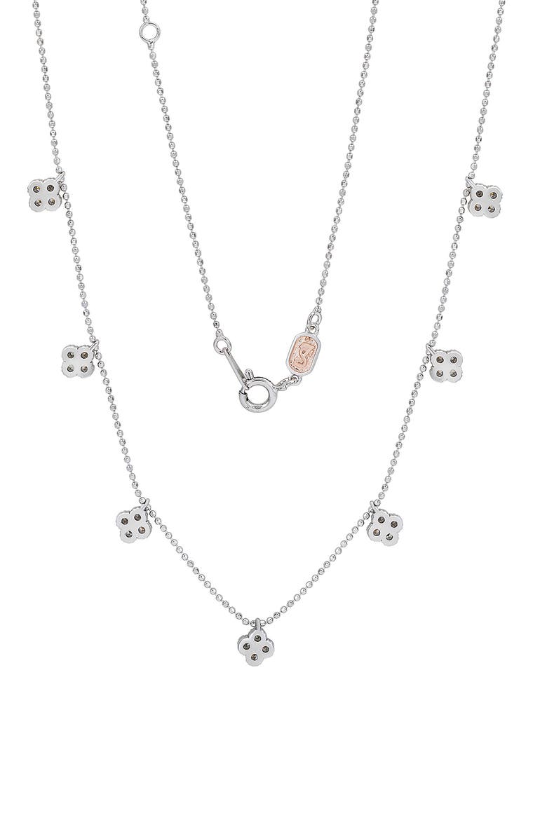 Cubic Zirconia Pavé Clover Station Necklace, Alternate, color, WHITE