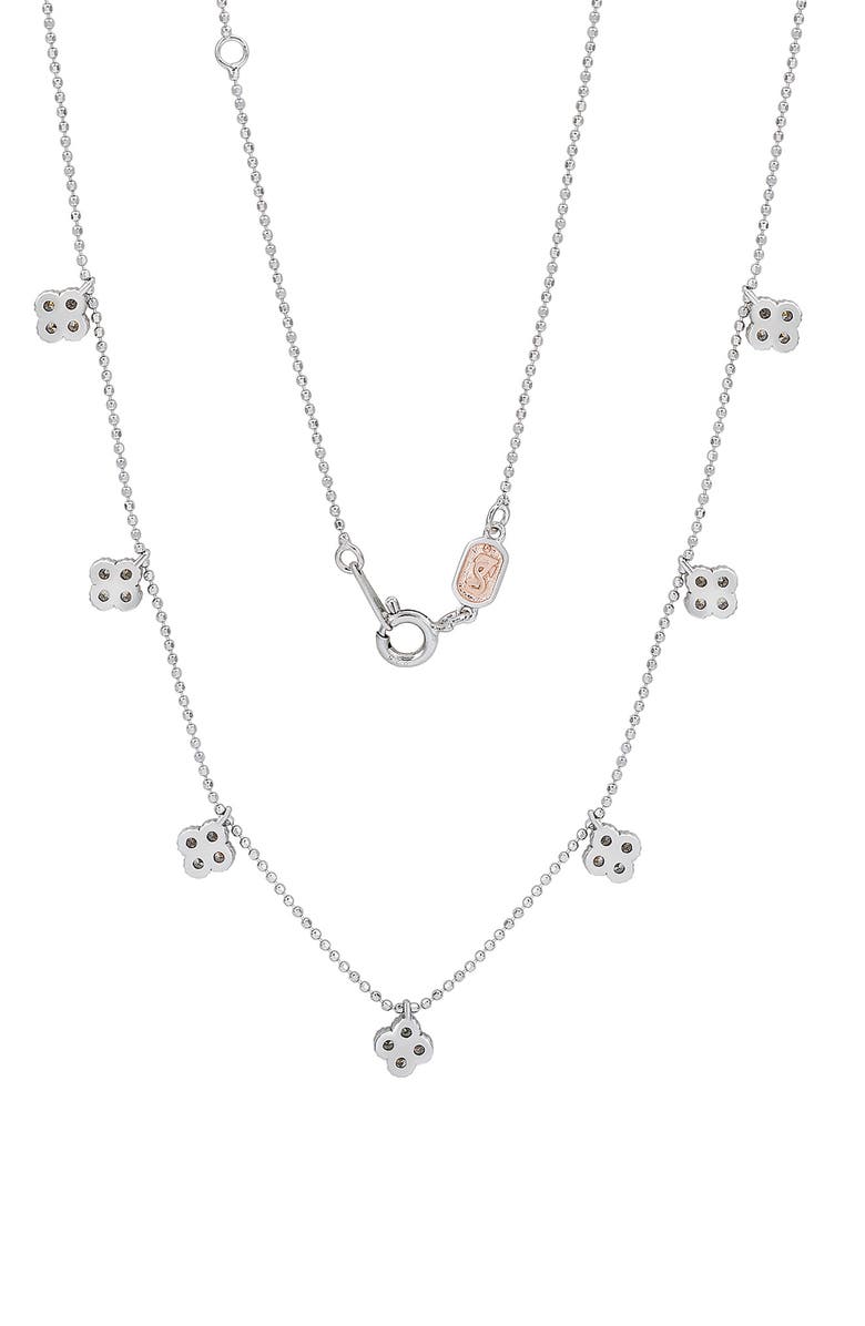 SUZY LEVIAN Cubic Zirconia Pavé Clover Station Necklace, Alternate, color, White