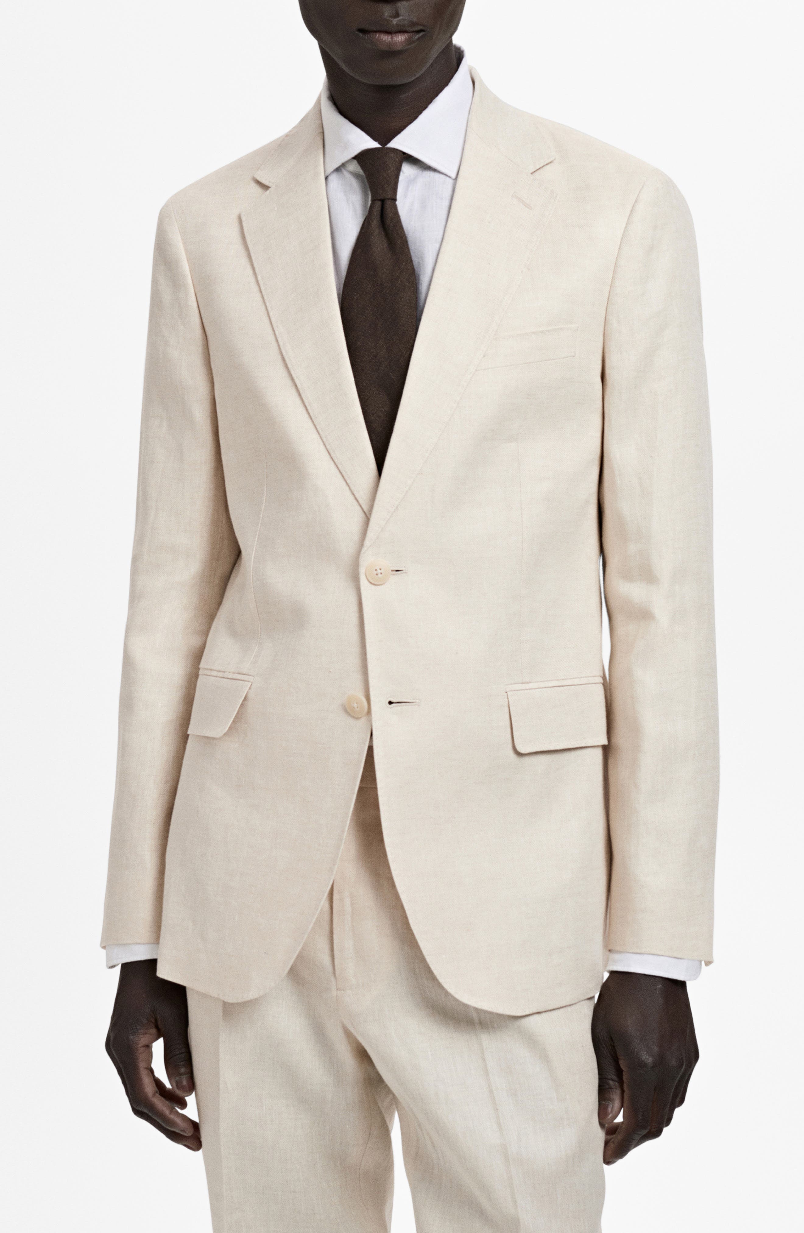 MANGO Slim Fit Linen Sport Coat