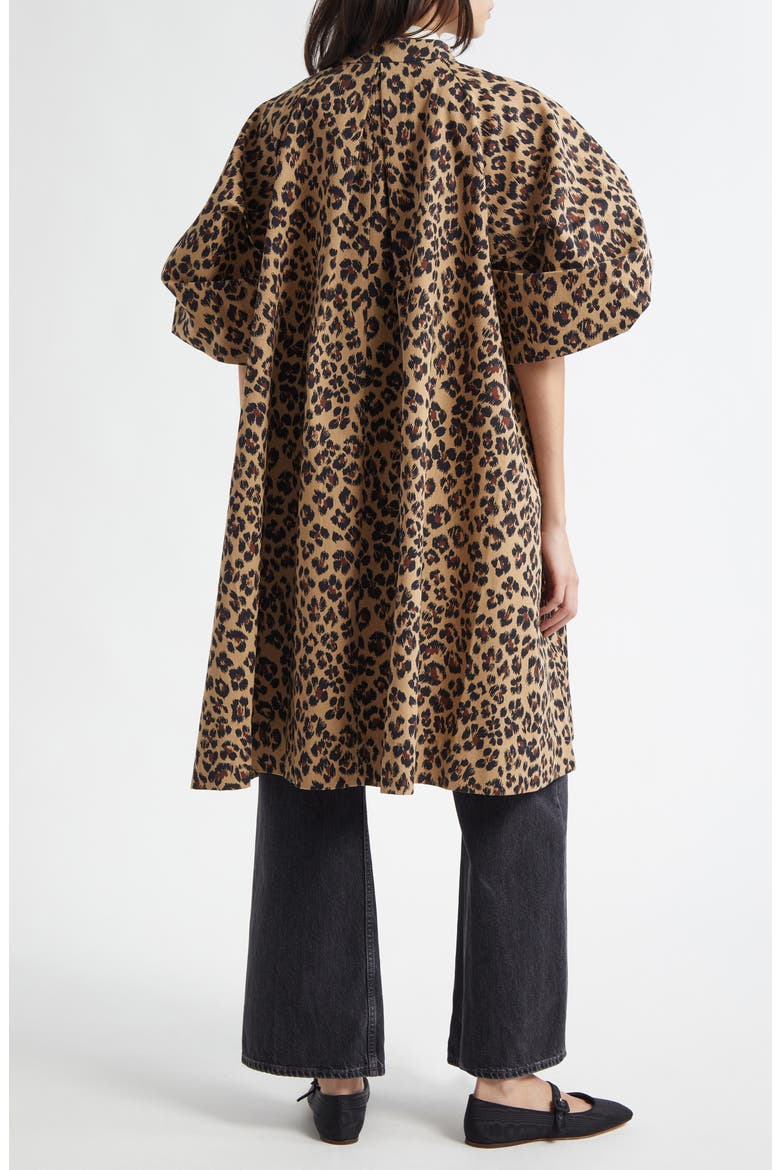 Josephine Gathered Sleeve Cotton Coat, Alternate, color, CHEETAH