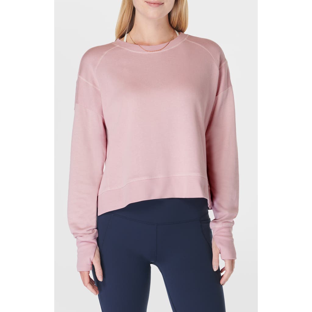 Sweaty Betty After Class Organic Cotton Blend Longline Sweatshirt in Pirouette Pink