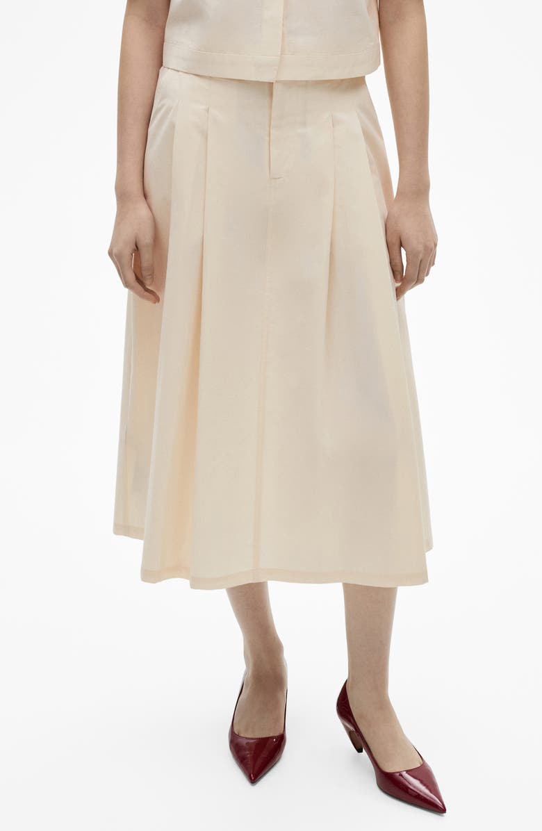 MANGO Pleated Midi Skirt, Main, color, Ecru