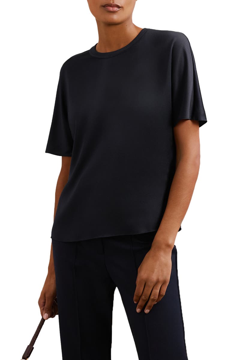 Reiss Lena Silk Top, Alternate, color, Navy