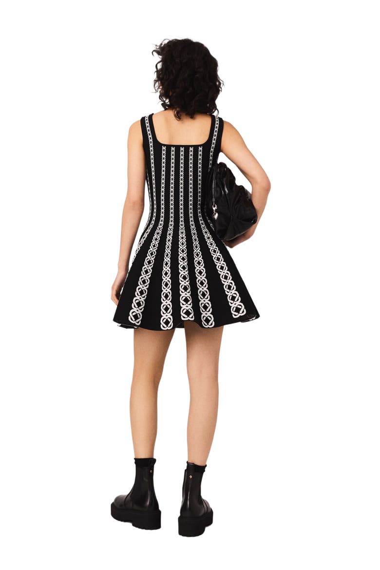 Mini jacquard knit dress, Alternate, color, White / black
