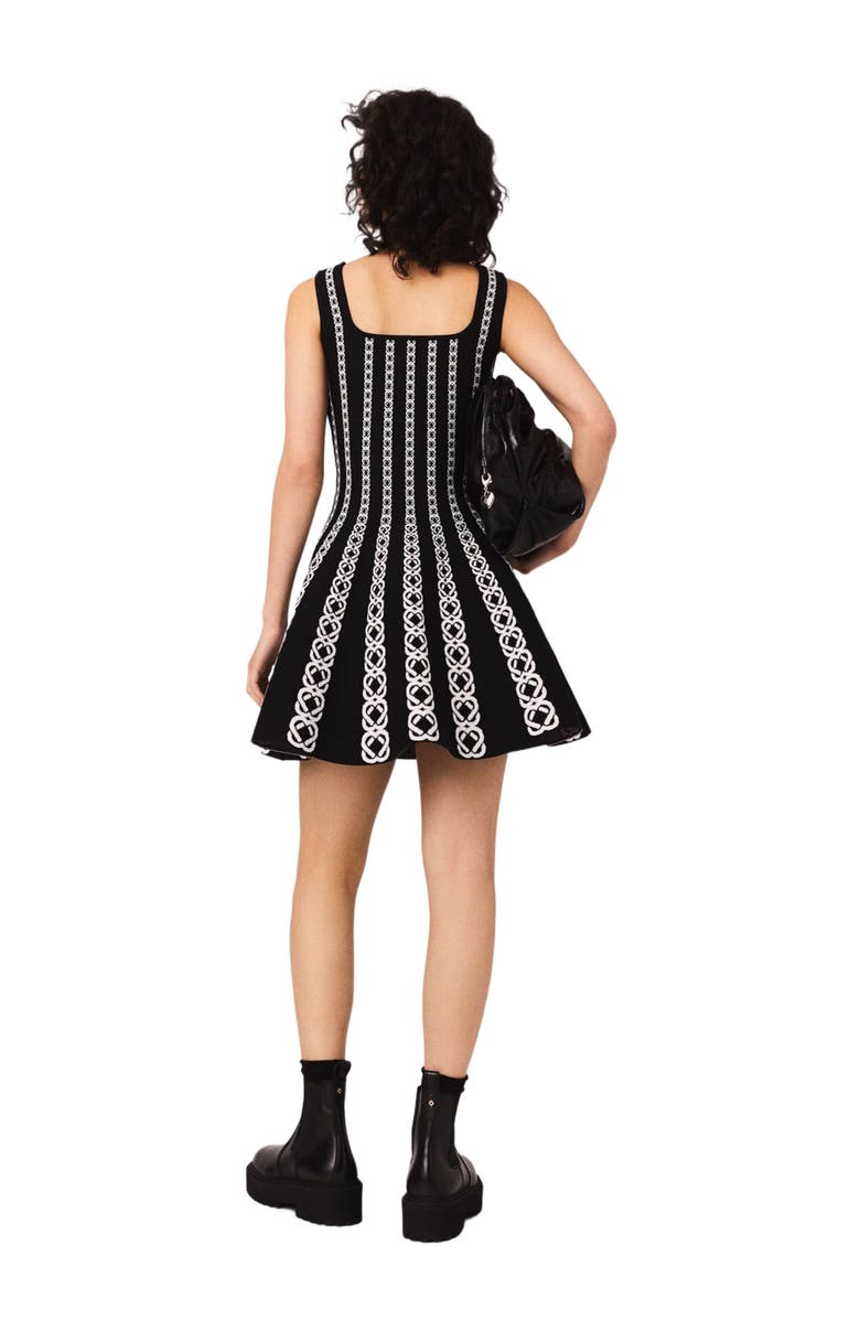 maje Mini jacquard knit dress, Alternate, color, White / Black