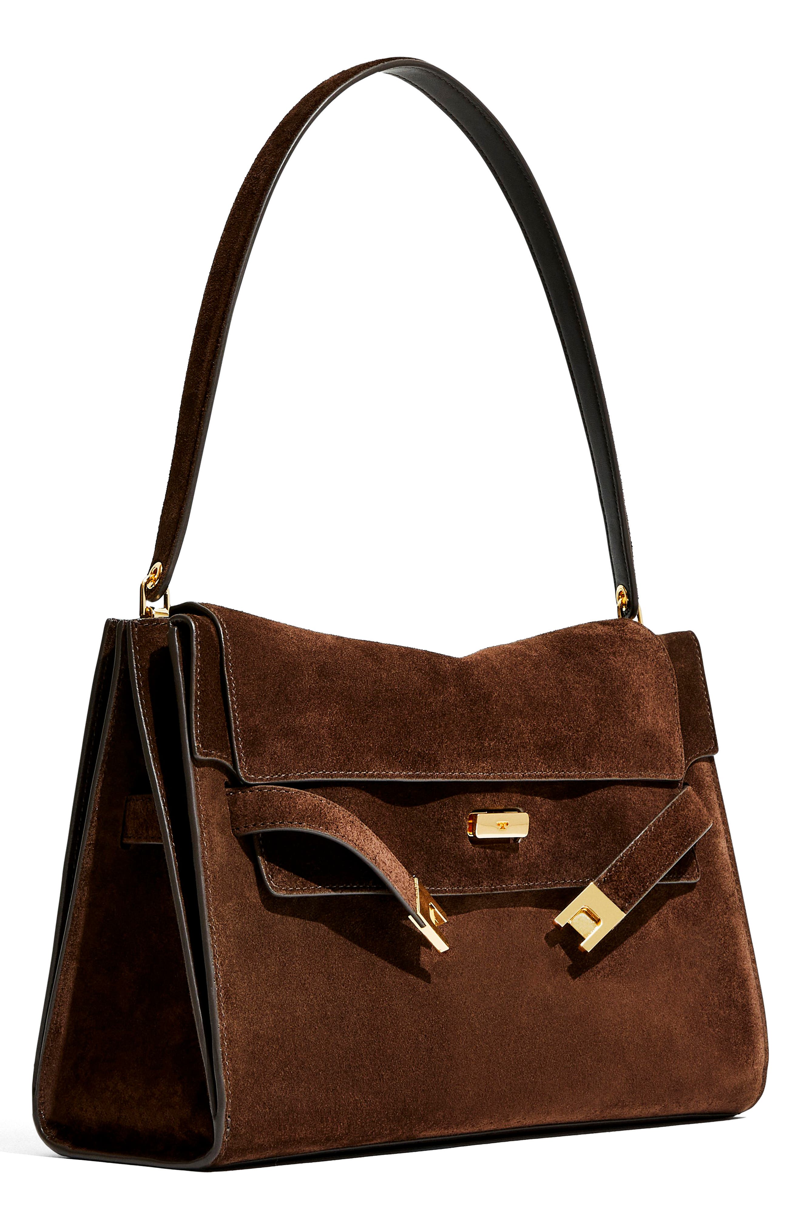 Tory Burch Large Lee Radziwill Suede Shoulder Bag, Alternate, color, 