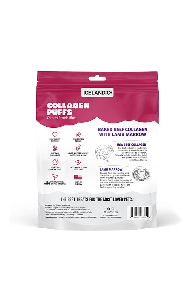 ICELANDIC+ Collagen Puffs Baked Beef Collagen w/ Lamb Marrow 2.5oz, Alternate, color, Multicolored