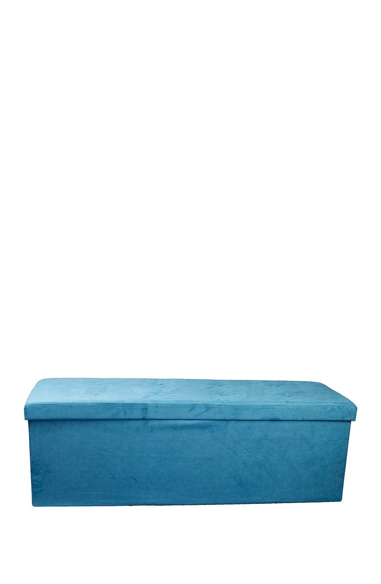 SORBUS Faux Suede Foldable Storage Bench - Teal, Alternate, color, 