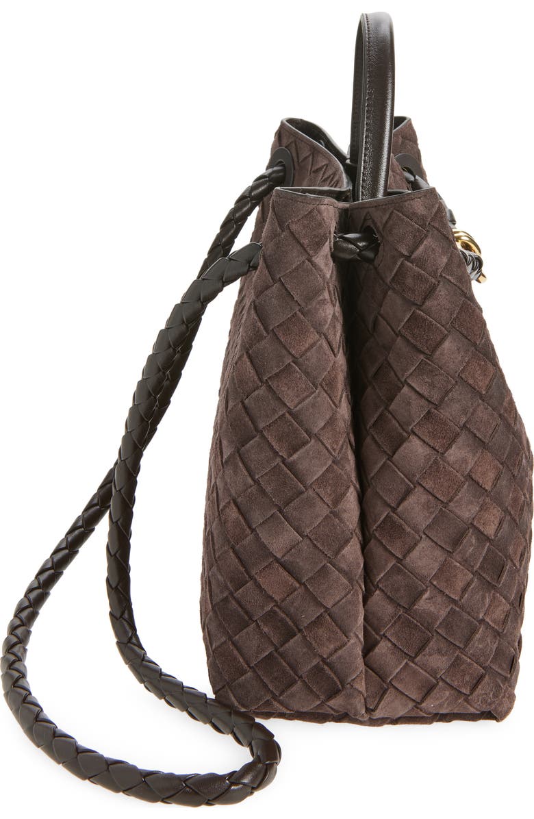 Bottega Veneta Medium Andiamo Intrecciato Suede Shoulder Bag, Alternate, color, 2272 Fondant-M Brass-Fond