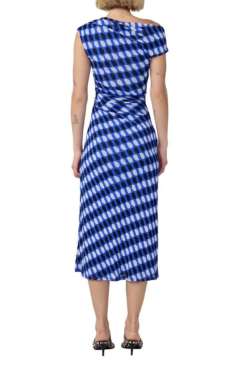 DVF Wittrock One-Shoulder Dot Print Mesh Dress, Alternate, color, Jelly Dot Aquarius