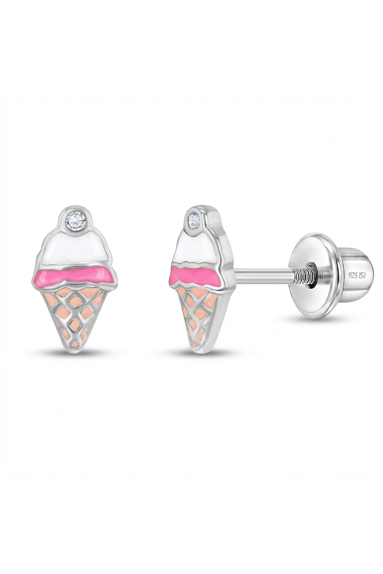 Sparkling Cone Girl Earrings, Main, color, White