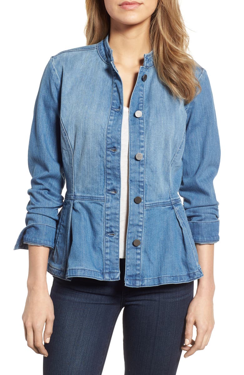 Halogen<sup>®</sup> Peplum Denim Jacket, Main, color, 
