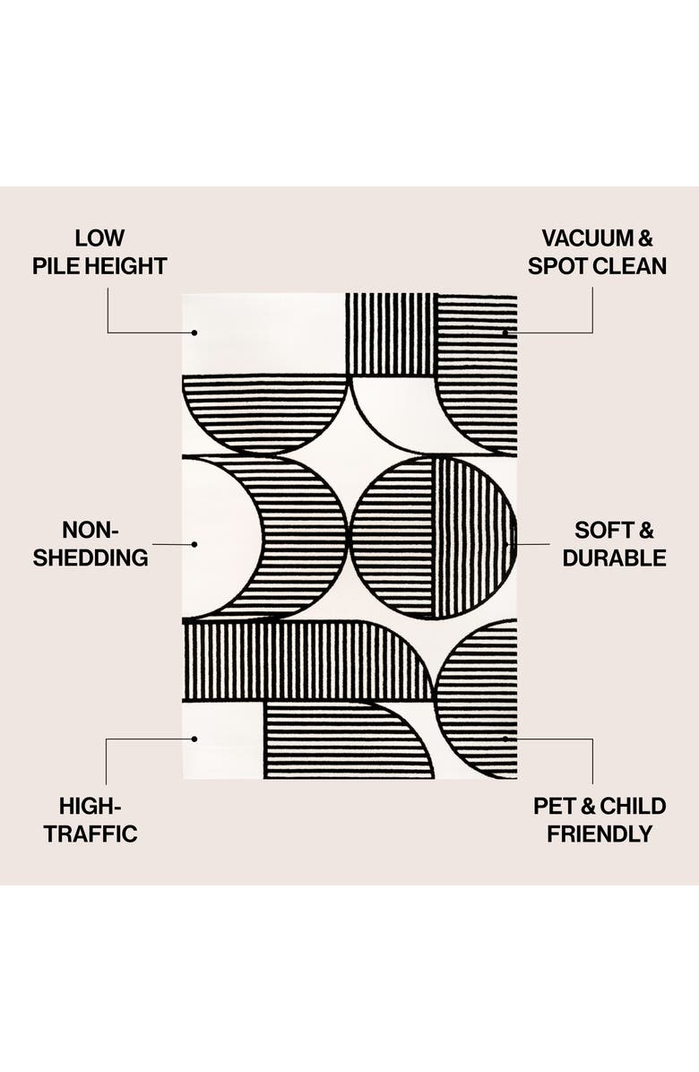 JONATHAN Y Nordby High-Low Geometric Arch Scandi Striped Indoor/Outdoor Area Rug, Alternate, color, Black/White