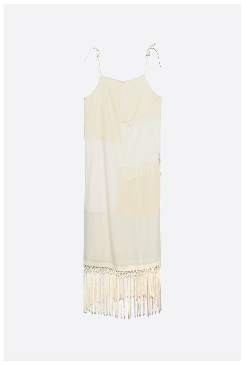 Patchwork Fringe Midi Dress, Alternate, color, CREAM