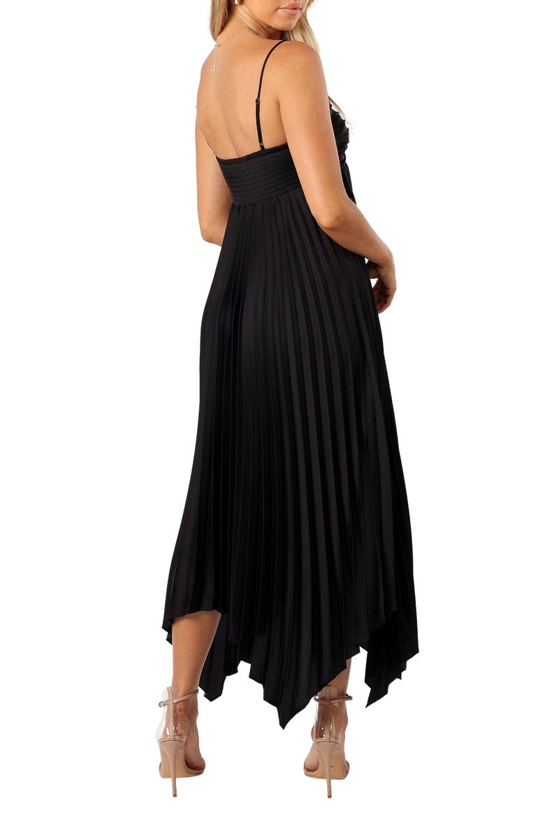 Vikki Pleated Sleeveless Satin Maxi Dress, Alternate, color, BLACK