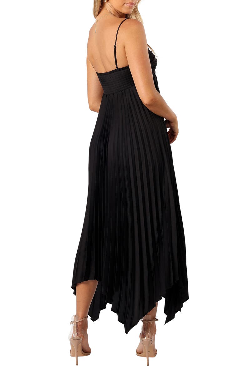 Petal & Pup Vikki Pleated Sleeveless Satin Maxi Dress, Alternate, color, Black
