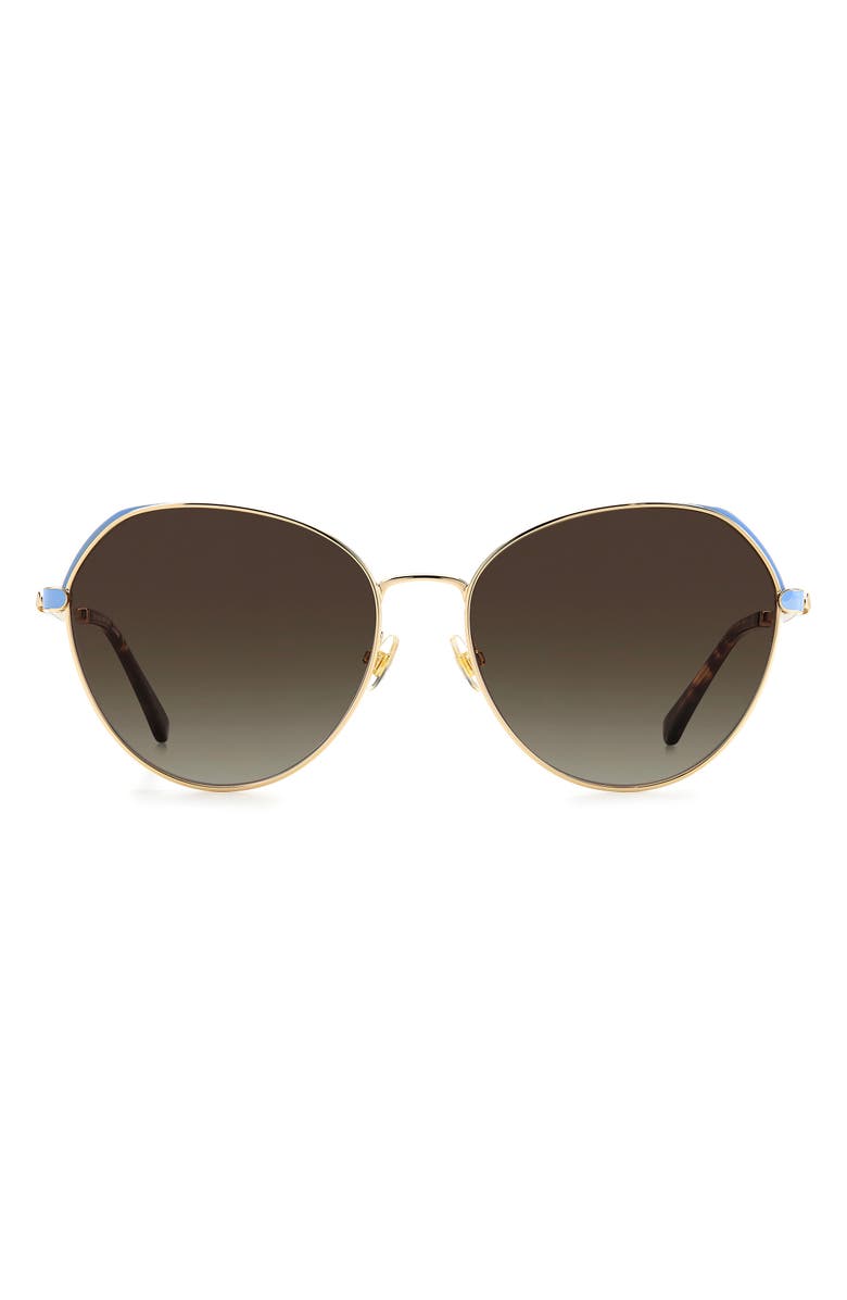 Kate Spade New York Octavia 59mm Round Sunglasses, Main, color, Gold Blue/ Brown Fuschia Ms