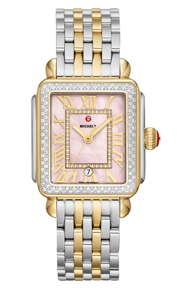 Deco Madison Diamond Two-Tone Bracelet Watch, 35mm, Main, color, TWO TONE