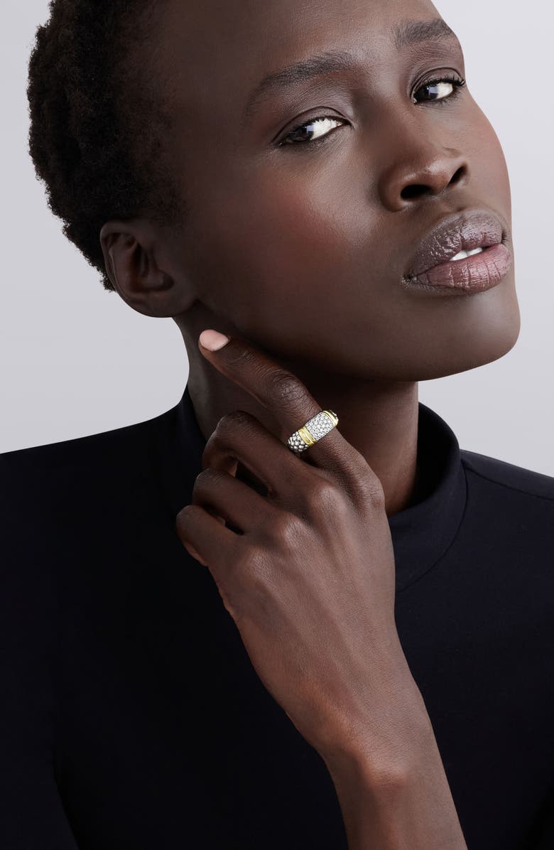 LAGOS Signature Caviar Pavé Diamond Ring, 9mm, Alternate, color, Two-Tone