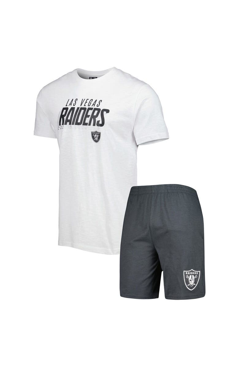CONCEPTS SPORT Men's Concepts Sport Charcoal/White Las Vegas Raiders Downfield T-Shirt & Shorts Sleep Set, Main, color, 
