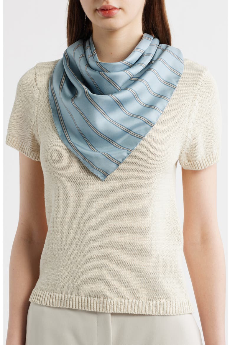 Stripe Silk Twill Scarf, Main, color, DEL MAR
