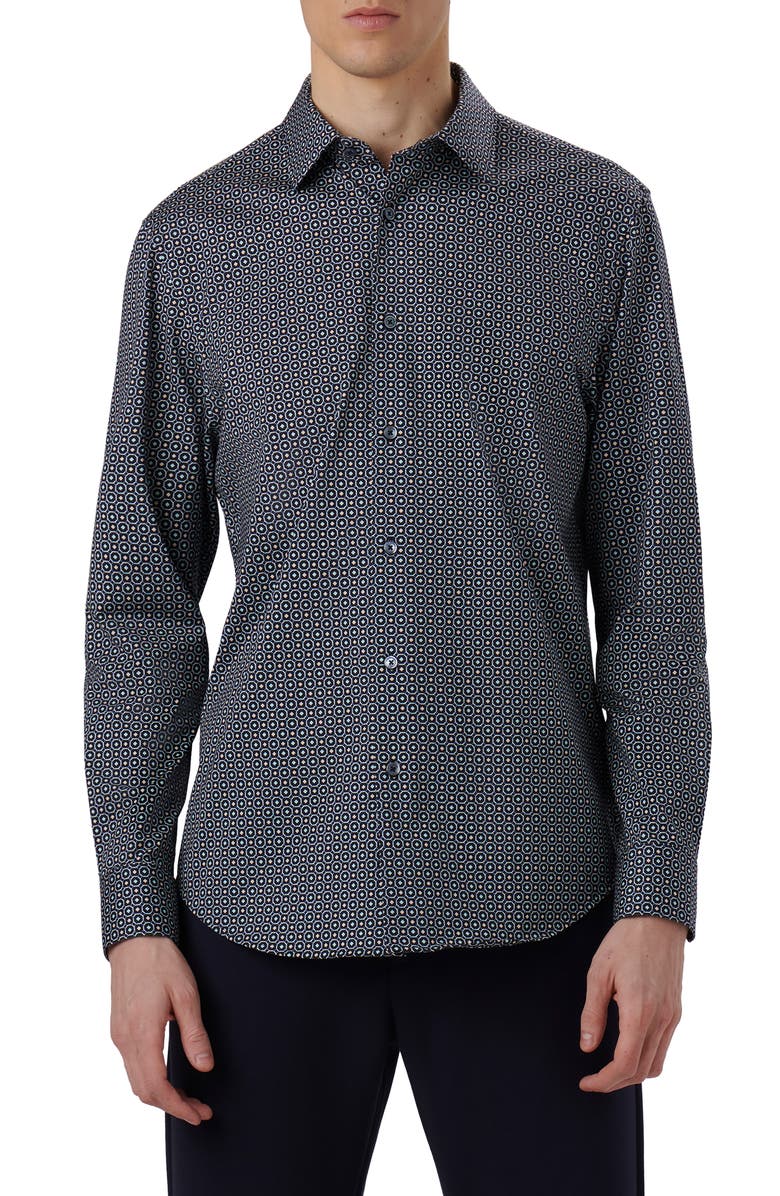 Bugatchi James OoohCotton<sup>®</sup> Medallion Print Button-Up Shirt, Main, color, 