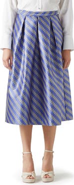 LK Bennett Olsen Metallic Pleated Midi Skirt