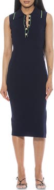 Alexia Admor Myah Imitation Pearl Button Knit Midi Dress