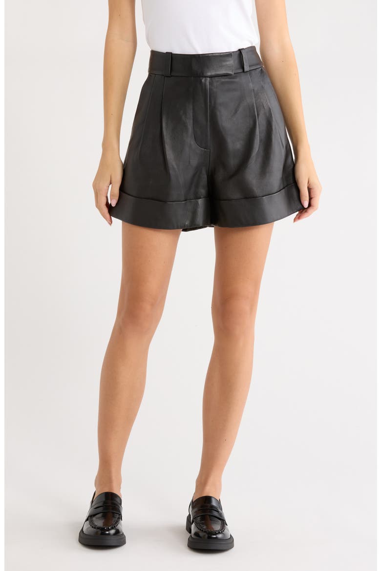 Neila Leather Shorts, Main, color, BLACK